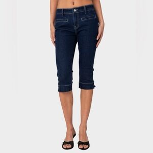 NWOT Edikted Contrast Stitch Capri Jeans M